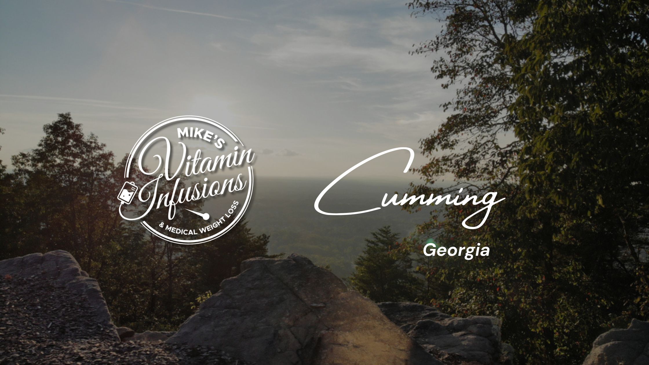 Image overlooking Cumming Georgia with the mike's vitamin infusions logo