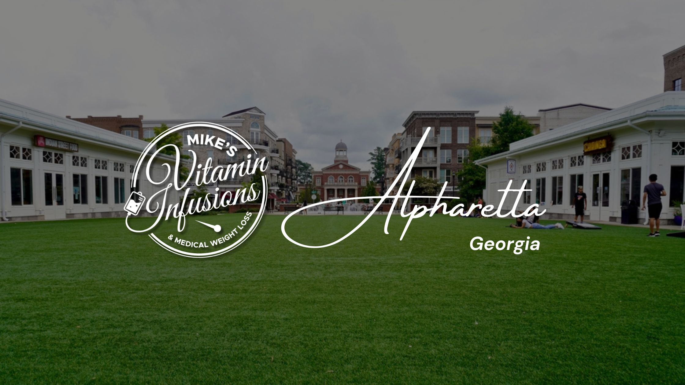 Image of a town in Alpharetta Georgia with the mike's vitamin infusions logo
